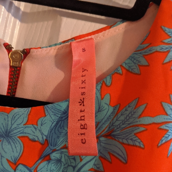 Blue & Orange Floral Rorschach Pattern Dress - Picture 5 of 6